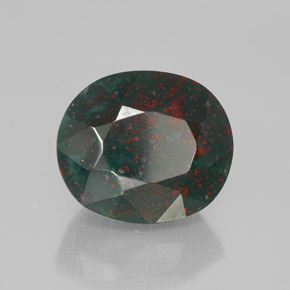 Pedra de sangue verde natural 9,59ct, corte oval, opaco