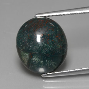 Pedra de Sangue verde manchado Natural 7.44ct, Corte Oval, Opaco