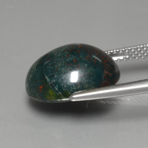 Pedra de Sangue verde manchado Natural 7.44ct, Corte Oval, Opaco