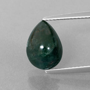 Pedra de sangue verde natural 2,83ct, formato de pêra, opaco
