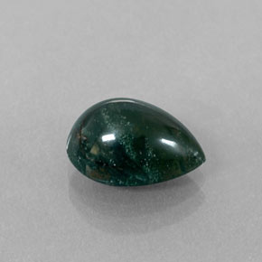Pedra de sangue verde natural 2,83ct, formato de pêra, opaco