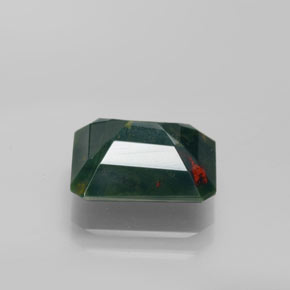 Pedra de sangue verde natural 3,59ct, corte esmeralda, opaco