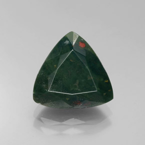 Pedra de sangue verde natural 4,49ct, trillion, opaco