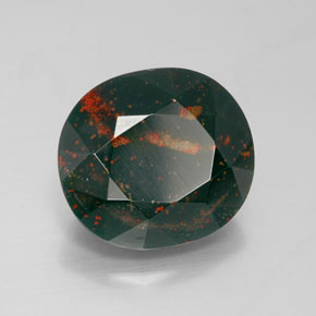Pedra de Sangue Verde Natural 9.92ct, Corte Oval, Opaco