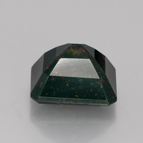 Pedra de sangue verde natural 5,54ct, corte esmeralda, opaco