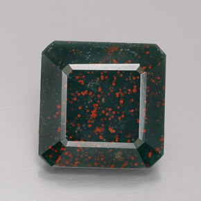 Pedra de sangue verde natural 5,88ct, corte esmeralda, opaco