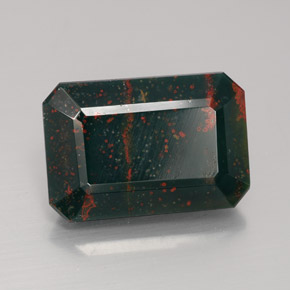 Pedra de Sangue verde manchado Natural 9.75ct, Corte Esmeralda, Opaco