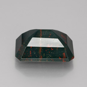 Pedra de Sangue verde manchado Natural 9.75ct, Corte Esmeralda, Opaco