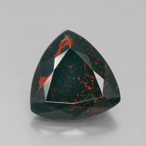 Pedra de sangue verde natural 4,76ct, trillion, opaco