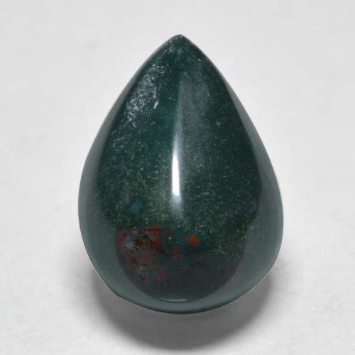 Pedra de Sangue Verde azulado Natural 11.34ct, Formato de pêra, Opaco