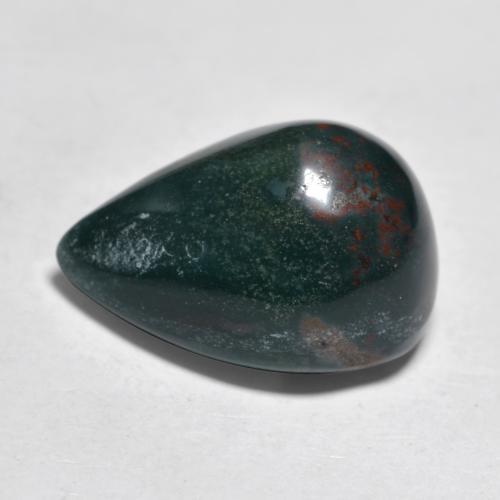 Pedra de Sangue Verde azulado Natural 11.34ct, Formato de pêra, Opaco
