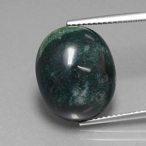 Pedra de sangue verde natural 13,33ct, corte oval, opaco