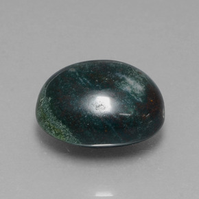 Pedra de sangue verde natural 13,33ct, corte oval, opaco