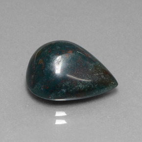 Pedra de sangue verde natural 9,51ct, formato de pêra, opaco