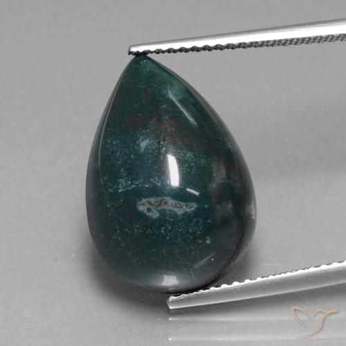 11.48ct Natural Verde azulado Pedra de Sangue, Formato de pêra, Opaco