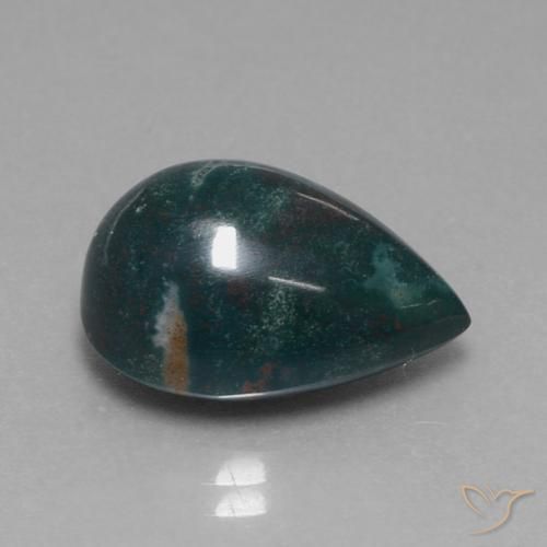 Pedra de Sangue Verde azulado Natural 11.48ct, Formato de pêra, Opaco