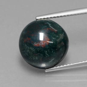 Pedra de sangue verde natural 9,81ct, corte redondo, opaco