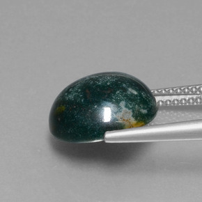 Pedra de sangue verde natural 5,87ct, corte redondo, opaco