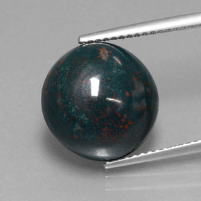 Pedra de sangue verde natural 9,26ct, corte redondo, opaco