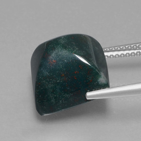 Pedra de sangue verde natural 11,03ct, quadrado, opaco