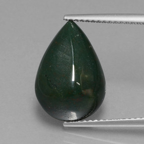 Pedra de Sangue verde manchado Natural 5.35ct, Formato de pêra, Opaco