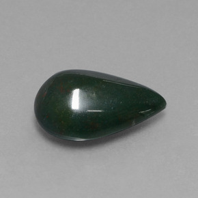 Pedra de Sangue verde manchado Natural 5.35ct, Formato de pêra, Opaco