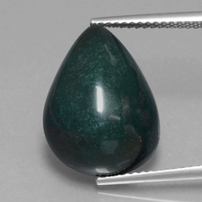 Pedra de sangue verde natural 10,09ct, formato de pêra, opaco