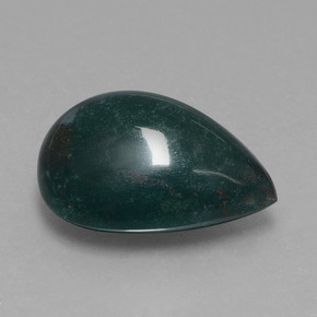 Pedra de sangue verde natural 10,09ct, formato de pêra, opaco