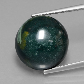 Pedra de sangue verde natural 12,58ct, corte redondo, opaco