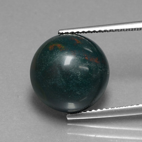 Pedra de sangue verde natural 8,86ct, corte redondo, opaco