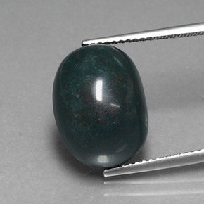 Pedra de Sangue verde manchado Natural 10.39ct, Corte Oval, Opaco