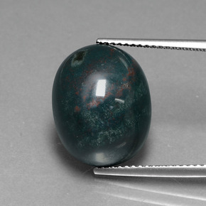 Pedra de Sangue verde manchado Natural 12.70ct, Corte Oval, Opaco