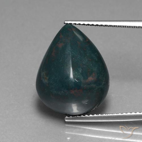 10.91ct Natural Verde escuro médio Pedra de Sangue, Formato de pêra, Opaco