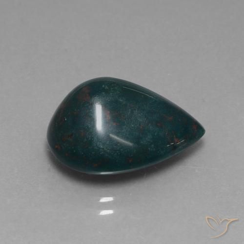 Pedra de Sangue Verde escuro médio Natural 10.91ct, Formato de pêra, Opaco