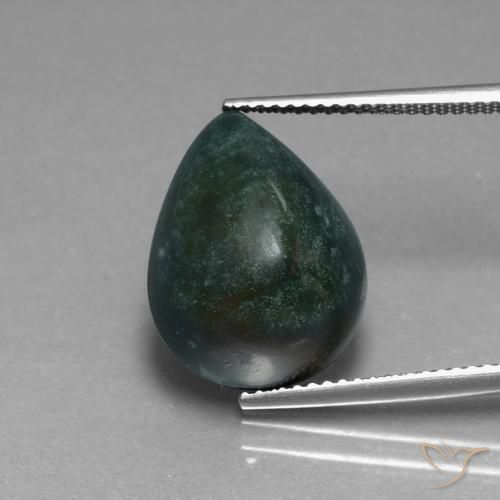 10.04ct Natural Verde floresta Pedra de Sangue, Formato de pêra, Opaco
