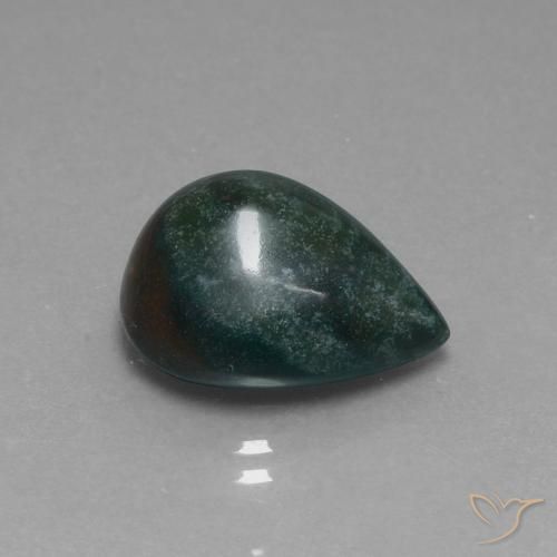Pedra de Sangue Verde floresta Natural 10.04ct, Formato de pêra, Opaco