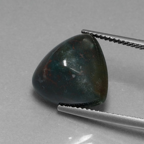 Pedra de sangue verde natural 7,39ct, trillion, opaco