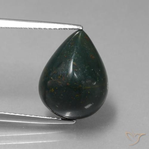8.57ct Natural Verde escuro Pedra de Sangue, Formato de pêra, Opaco