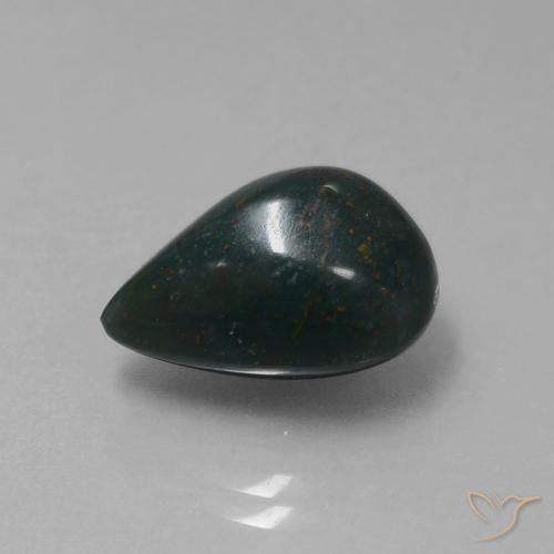Pedra de Sangue Verde escuro Natural 8.57ct, Formato de pêra, Opaco