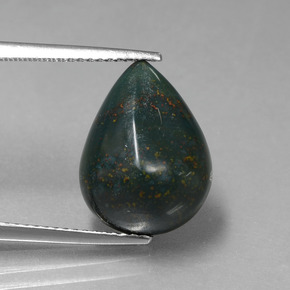 Pedra de sangue verde natural 8,21ct, formato de pêra, opaco