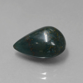 Pedra de sangue verde natural 8,21ct, formato de pêra, opaco