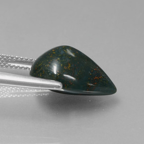 Pedra de sangue verde natural 8,21ct, formato de pêra, opaco