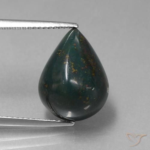 8.97ct Natural Verde floresta Pedra de Sangue, Formato de pêra, Opaco