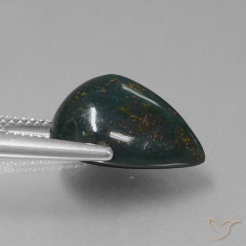 Pedra de Sangue Verde floresta Natural 8.97ct, Formato de pêra, Opaco