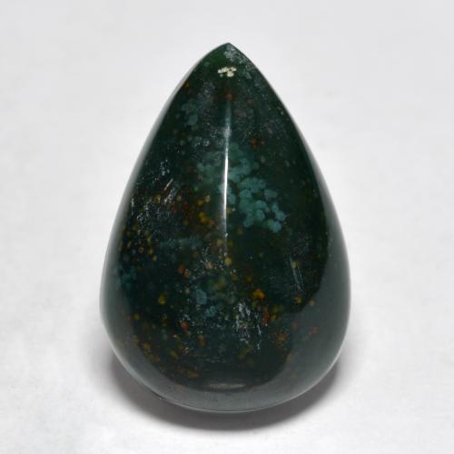 Pedra de sangue verde natural 9,02ct, formato de pêra, opaco