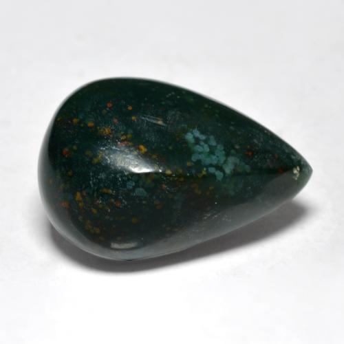 Pedra de sangue verde natural 9,02ct, formato de pêra, opaco