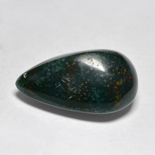 Pedra de sangue verde natural 9,02ct, formato de pêra, opaco