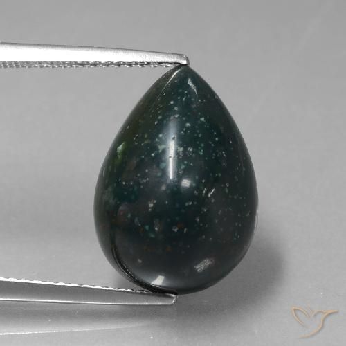 8.83ct Natural verde escuro Pedra de Sangue, Formato de pêra, Opaco