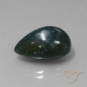 Pedra de Sangue verde escuro Natural 8.83ct, Formato de pêra, Opaco