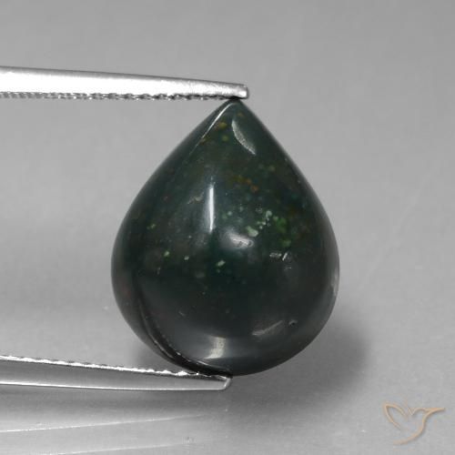 8.78ct Natural Verde escuro Pedra de Sangue, Formato de pêra, Opaco